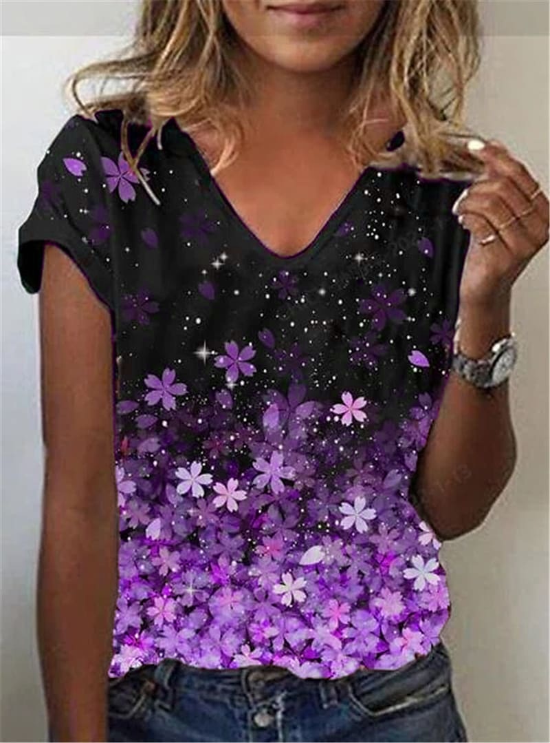 Funki Findz | Shirts | Women's Floral Print V-Neck Tunic Top | 6XL