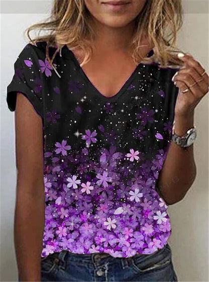 Funki Findz | Shirts | Women's Floral Print V-Neck Tunic Top | 6XL