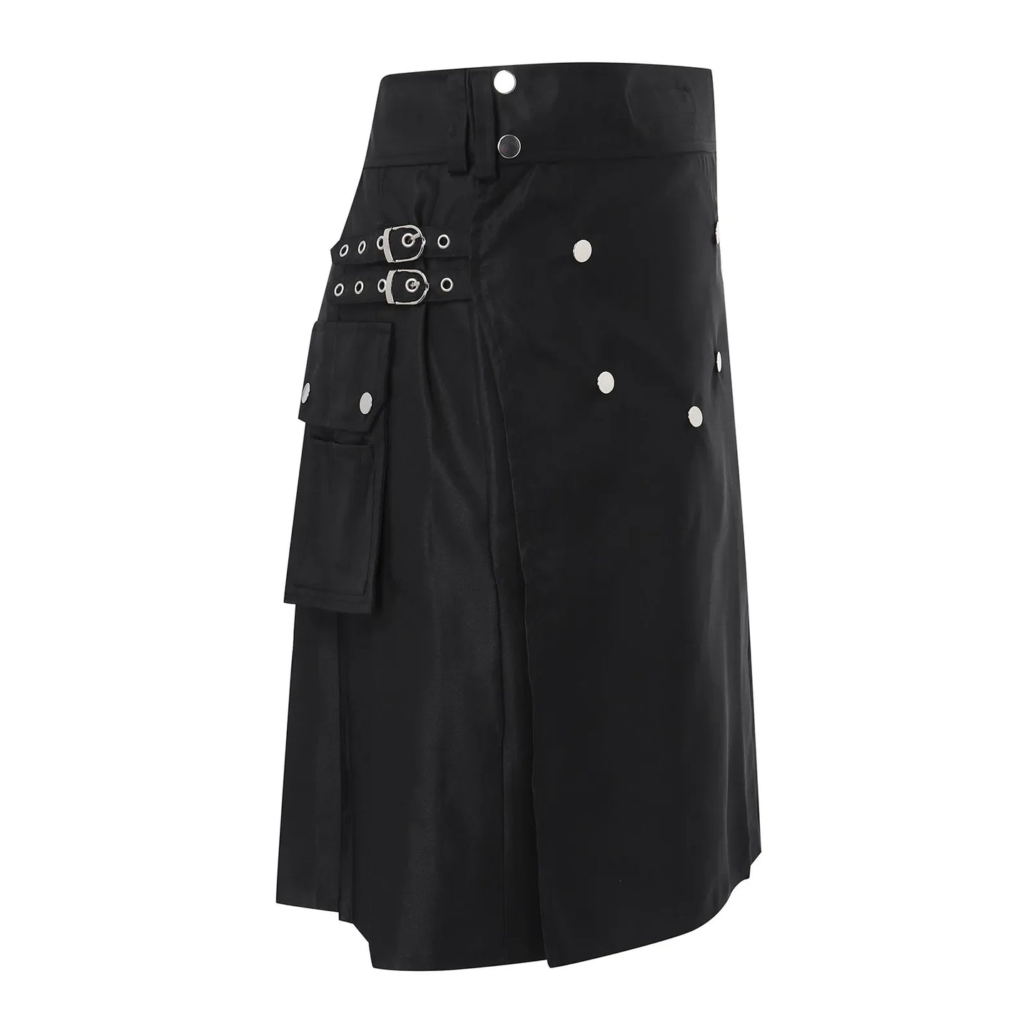 Funki Findz | Skirts | Men's Black Pleated Gothic Kilt | Cargo Skirt