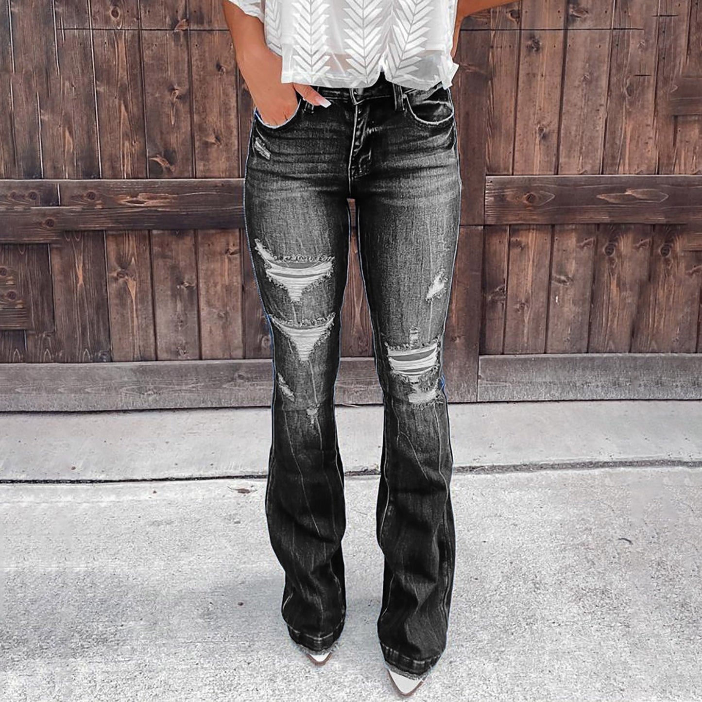 Funki Findz | Pants | Women's High Waist Flare Leg Fly Zip Jean