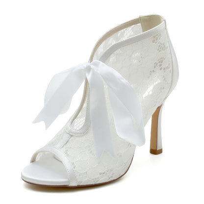 Funki Findz | Shoes | Women's Floral Lace Satin Tie Bridal Shoes