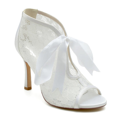 Funki Findz | Shoes | Women's Floral Lace Satin Tie Bridal Shoes