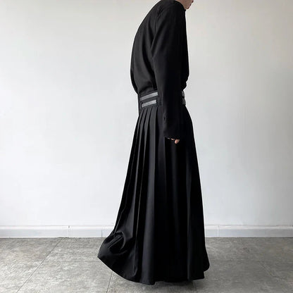 Funki Findz | Skirts | Men's Japanese High Waist Long Pleat Skirt