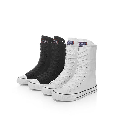 Funki Findz | Boots | Women's Calf-High Flat Canvas Sneakers