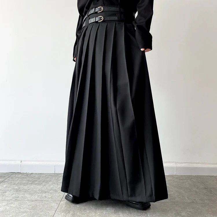 Funki Findz | Skirts | Men's Japanese High Waist Long Pleat Skirt