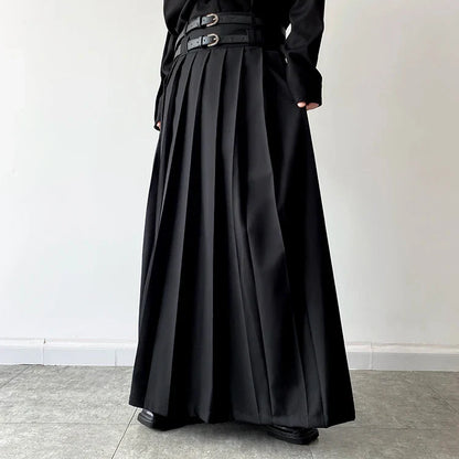 Funki Findz | Skirts | Men's Japanese High Waist Long Pleat Skirt