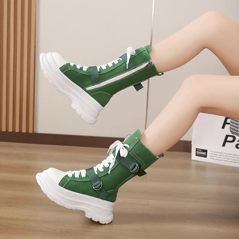 Funki Findz | Boots | Women's Canvas Chunky Platform Boots