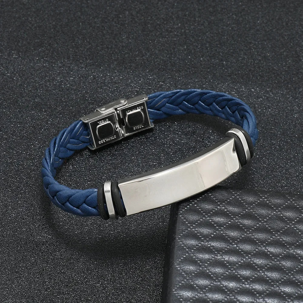 Funki Findz | Bracelets | Unisex Titanium Woven Leather Bracelet