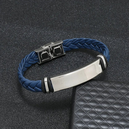 Funki Findz | Bracelets | Unisex Titanium Woven Leather Bracelet