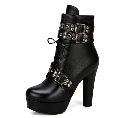 Funki Findz | Boots | Women's Buckle Strap Platform Ankle Boots