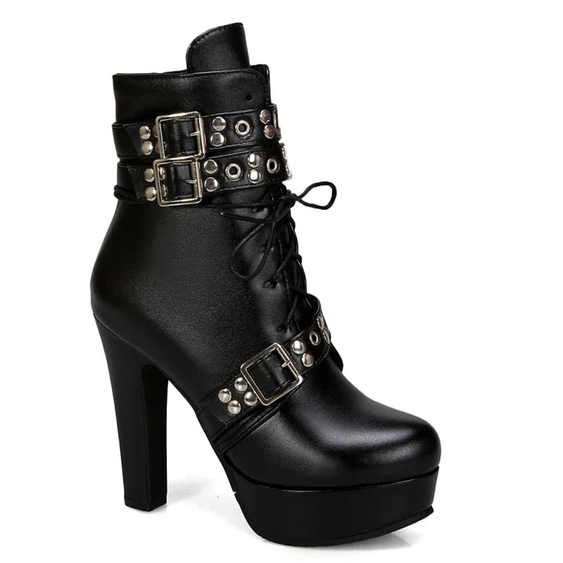 Funki Findz | Boots | Women's Buckle Strap Platform Ankle Boots