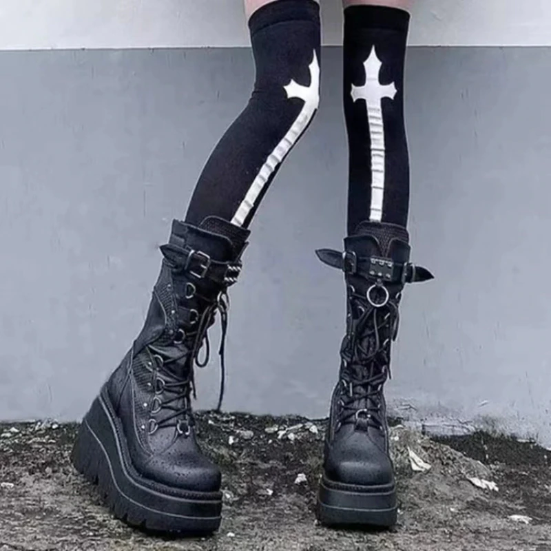 Funki Findz | Boots | Women's Punk High Platform Wedge Boots