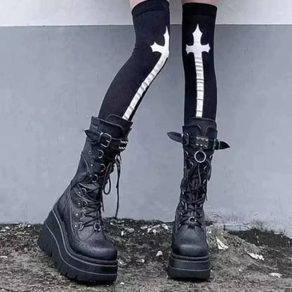Funki Findz | Boots | Women's Punk High Platform Wedge Boots