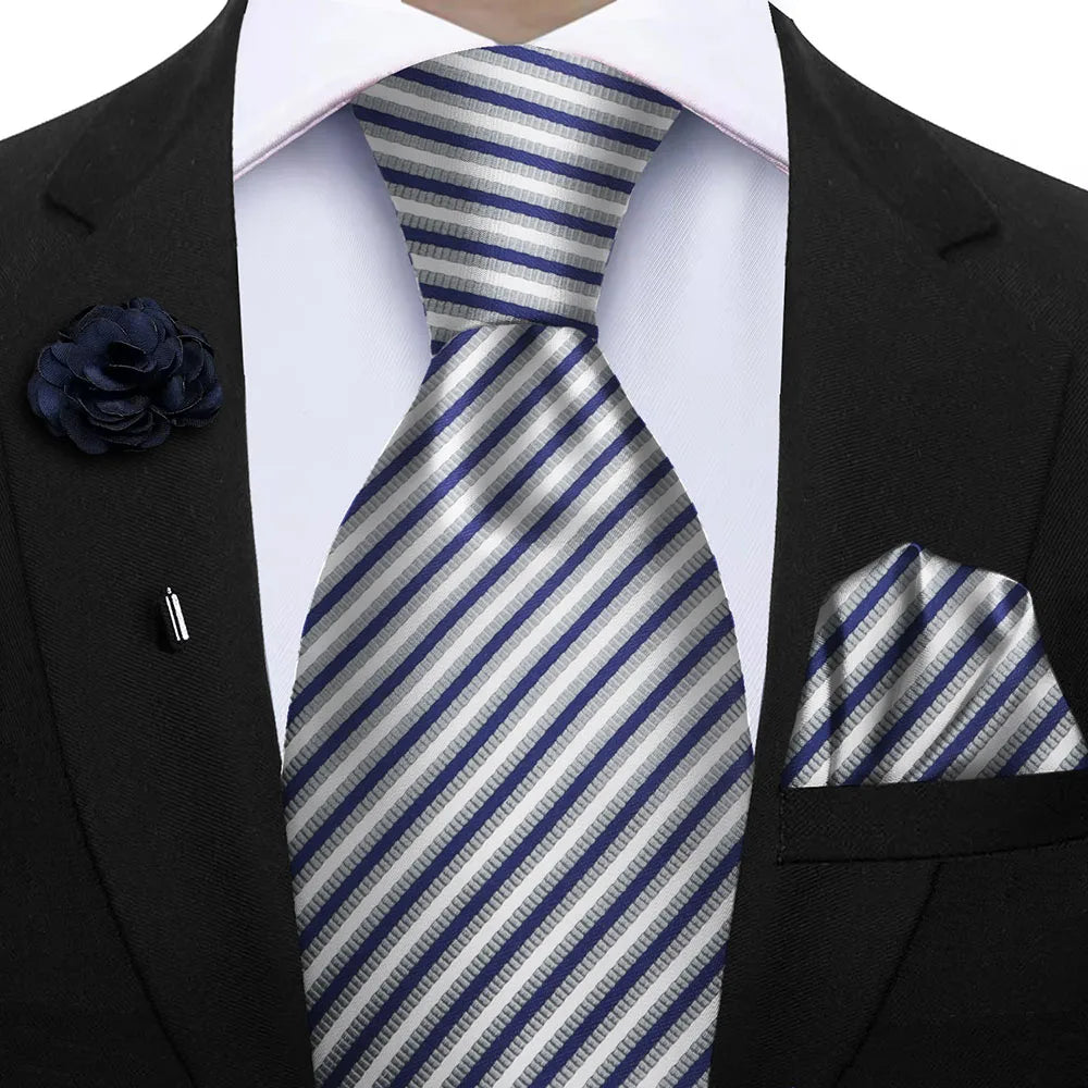 Funki Findz | Neckties | Mens 3Pcs Tie Set | Tie Hanky Corsage