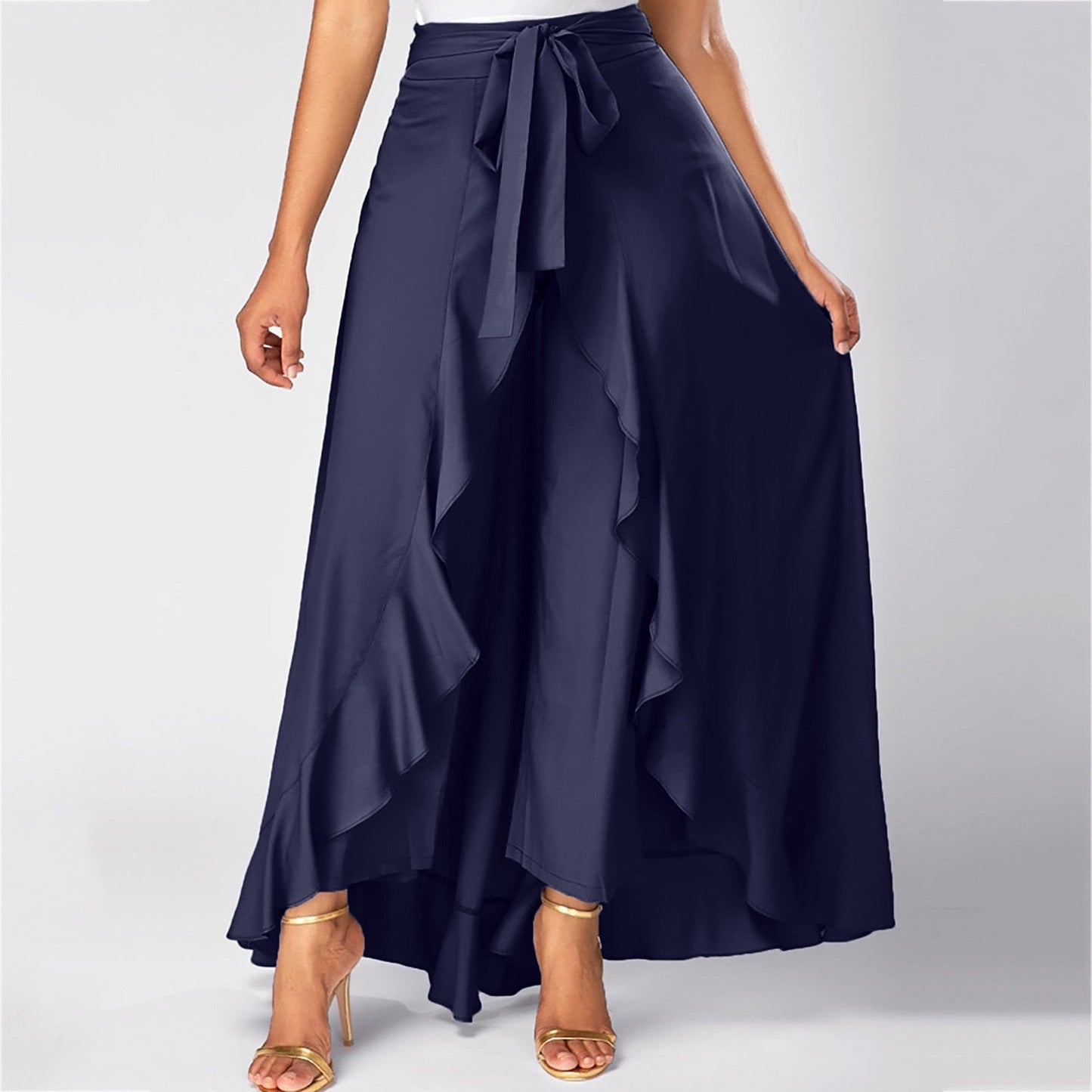 Funki Findz | Skirts | Women's Elegant Long Ruffled Skirt Pants