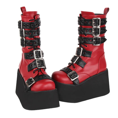 Funki Findz | Boots | Women's Gothic Buckle Strap Biker Boots
