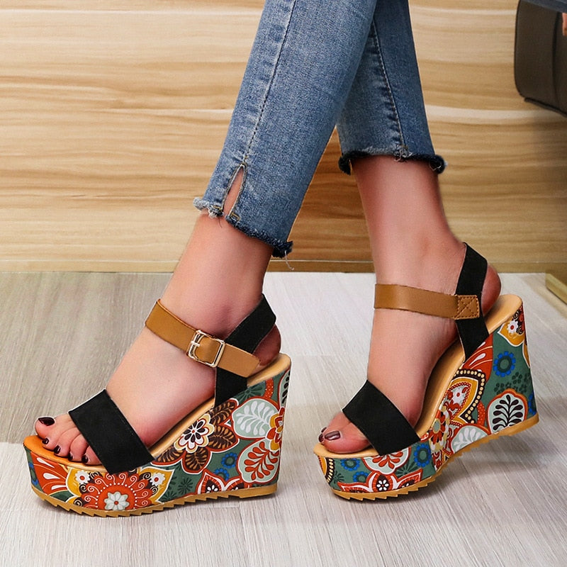 Funki Findz | Shoes | Women's Floral Platform Wedge Sandals