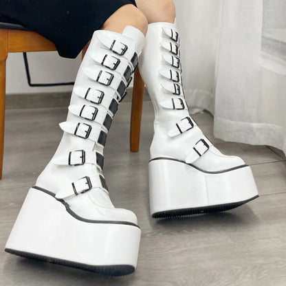 Funki Findz | Boots | Women's Metal Buckle Platform Y2K Wedge