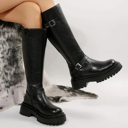 Funki Findz | Boots | Women's Knee High Chelsea Biker Boots