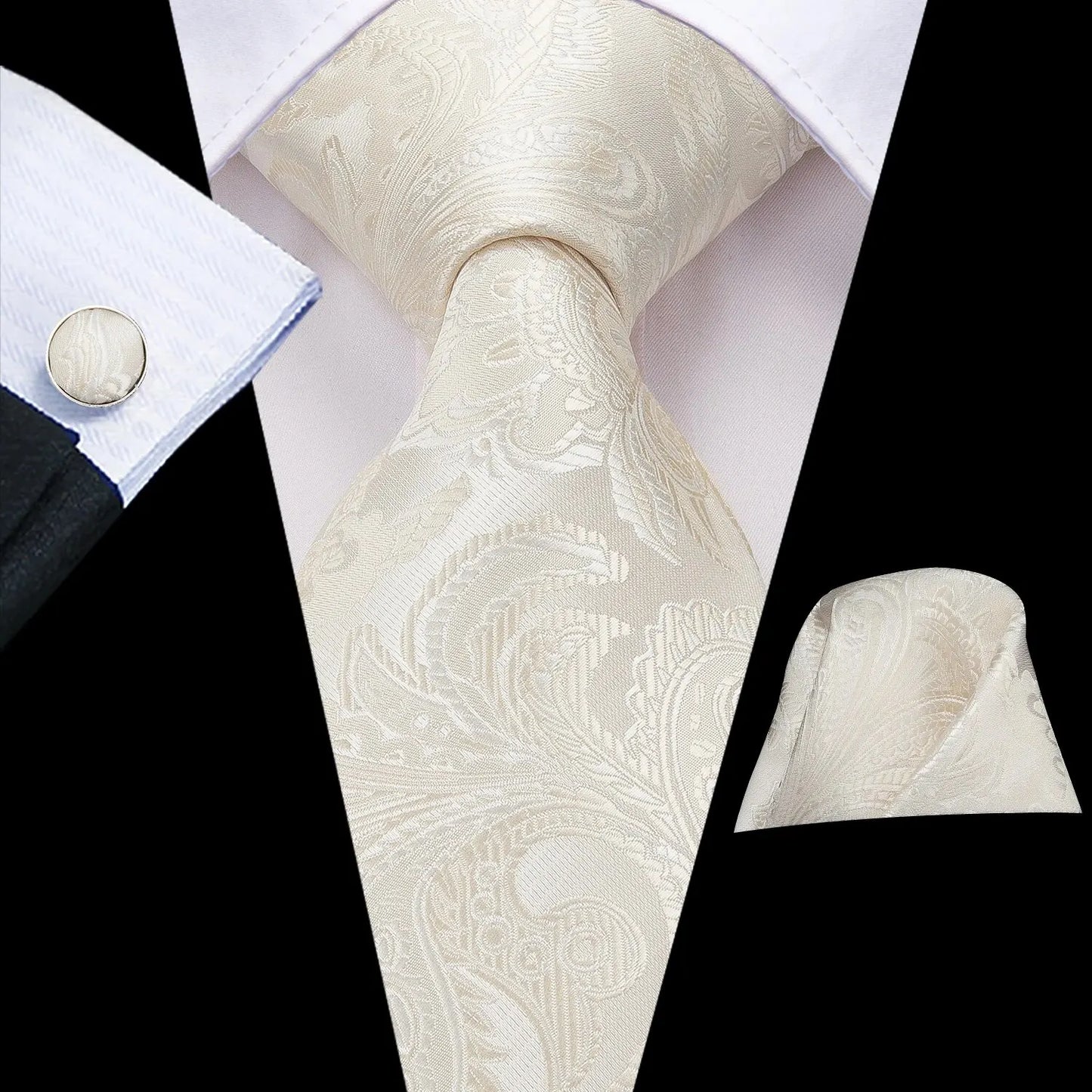 Funki Findz | Neckties | Men's Champagne Gold Silk Tie 3Pcs Set