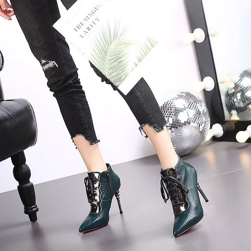 Funki Findz | Boots | Women's High Heeled Lace-up Ankle Boots