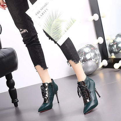 Funki Findz | Boots | Women's High Heeled Lace-up Ankle Boots