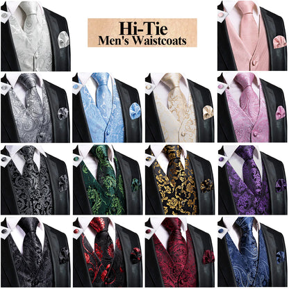 Funki Findz | Vests | Men's Formal 4 Pcs Silk Slim Waistcoat Sets