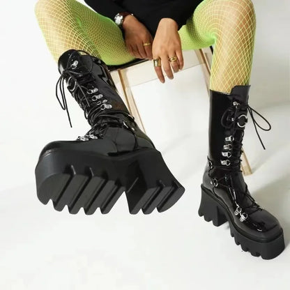 Funki Findz | Boots | Women's Mid-Calf Platform Buckle Boots