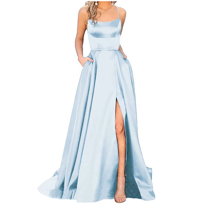 Funki Findz | Dresses | Women's Elegant Long Satin Prom Dress