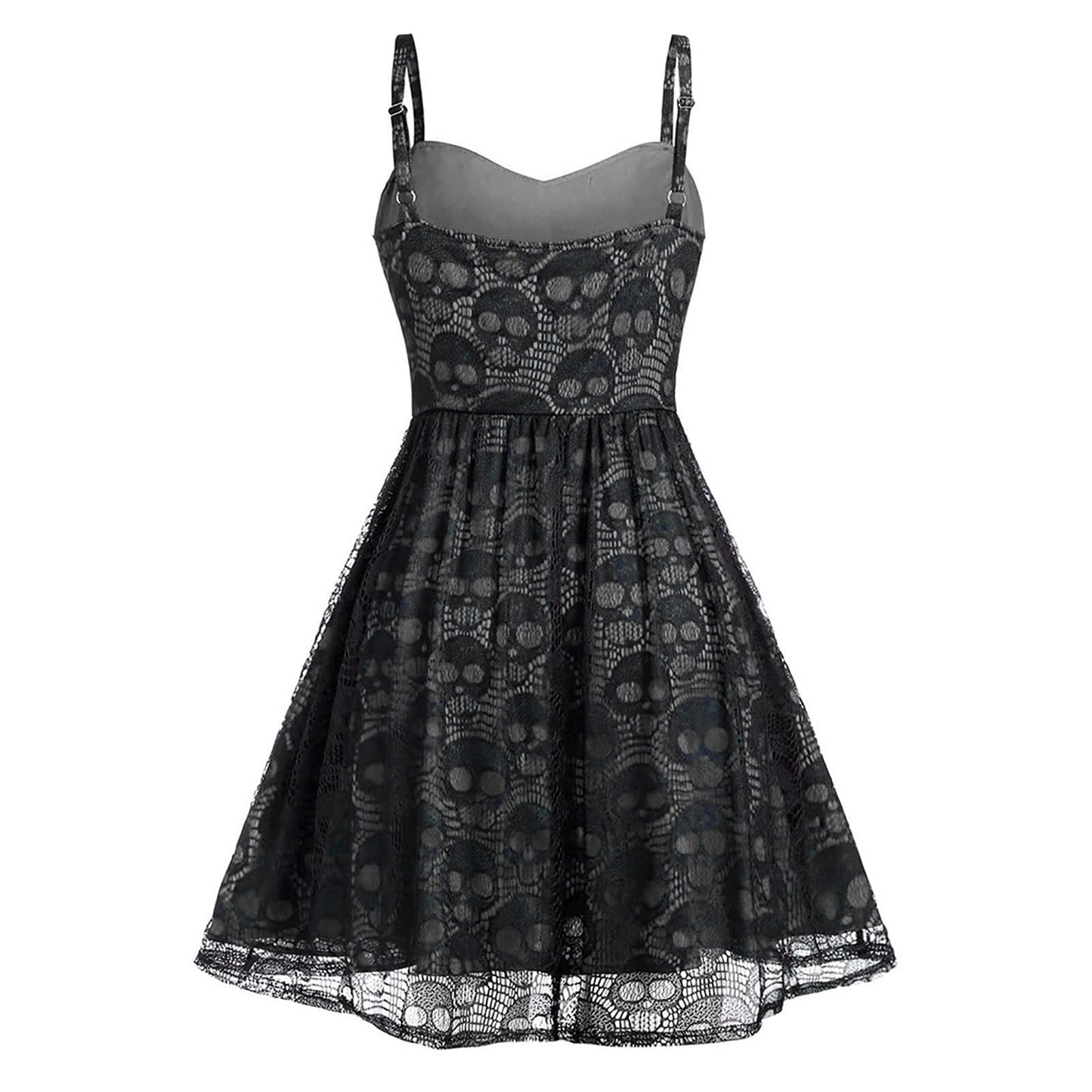 Funki Findz | Dresses | Women's Gothic Skull Lace Mini Dress