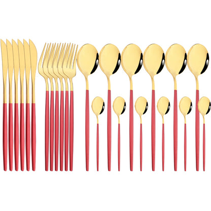 Funki Findz | Cutlery Sets | Gold Stainless Steel Mirror Polish 24 Set
