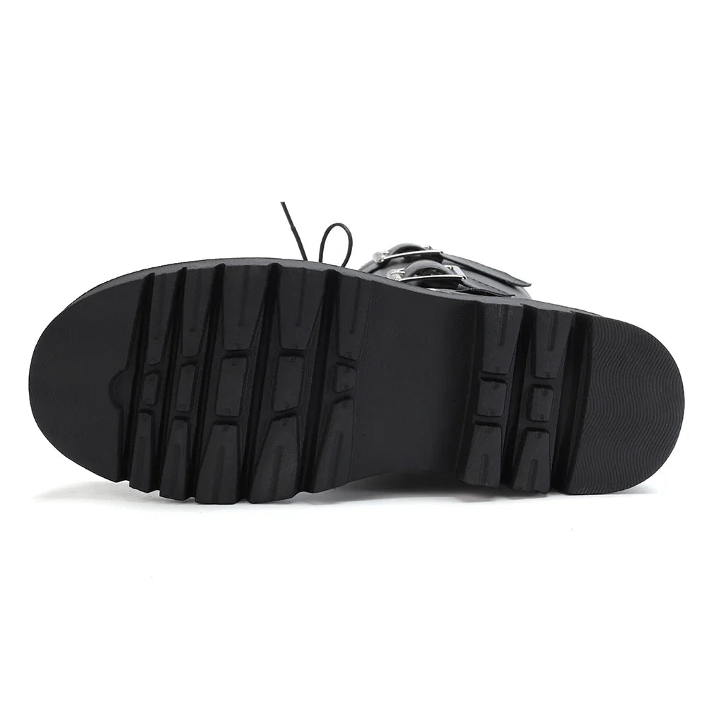 Funki Findz | Boots | Women's Punk Buckle Strap Wedge Boots