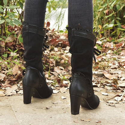 Funki Findz | Boots | Women's Steampunk Lace Top Granny Boot