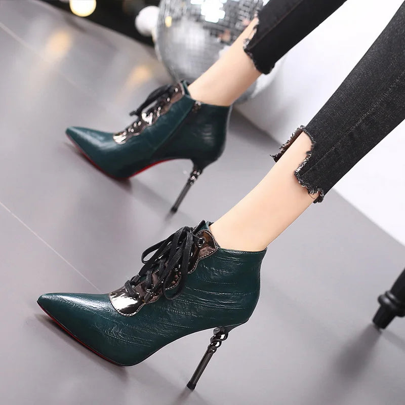 Funki Findz | Boots | Women's High Heeled Lace-up Ankle Boots