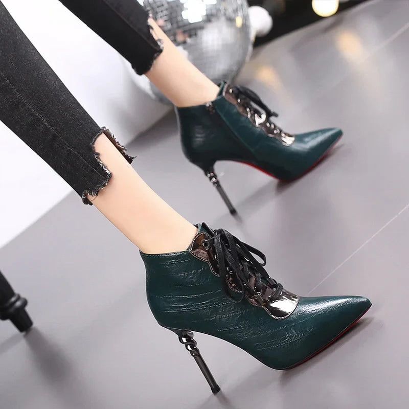 Funki Findz | Boots | Women's High Heeled Lace-up Ankle Boots