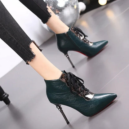 Funki Findz | Boots | Women's High Heeled Lace-up Ankle Boots