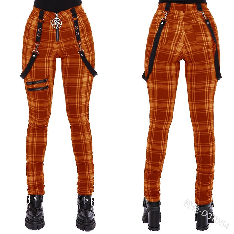Funki Findz | Pants | Women's Gothic Punk Plaid High Waist Pant