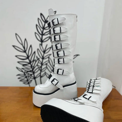 Funki Findz | Boots | Women's Metal Buckle Platform Y2K Wedge