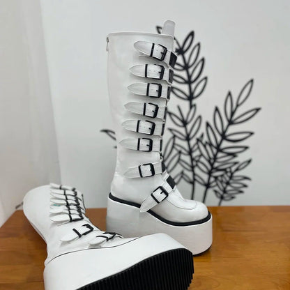 Funki Findz | Boots | Women's Metal Buckle Platform Y2K Wedge