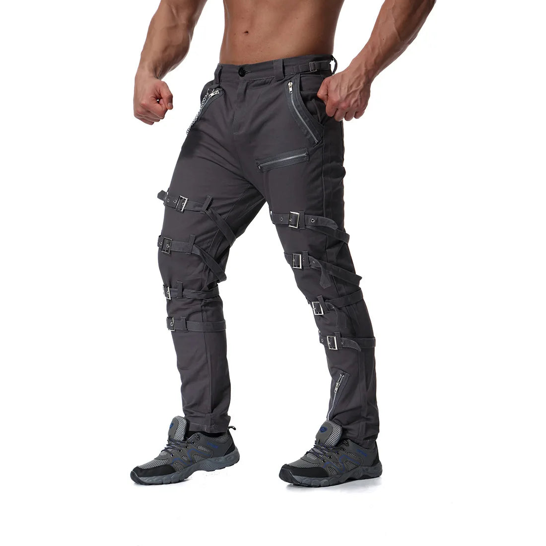 Funki Findz | Pants | Men's Gothic Punk Buckle Strap Zip Pants