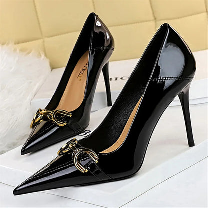Funki Findz | Shoes | Women's Patent Leather Buckle Toe Pumps