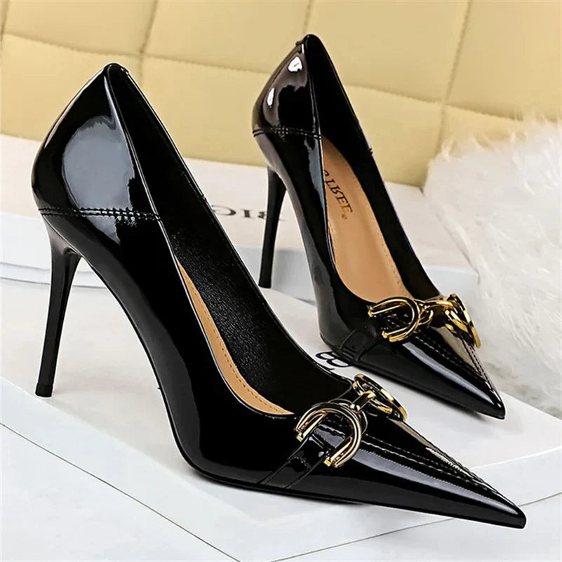 Funki Findz | Shoes | Women's Patent Leather Buckle Toe Pumps