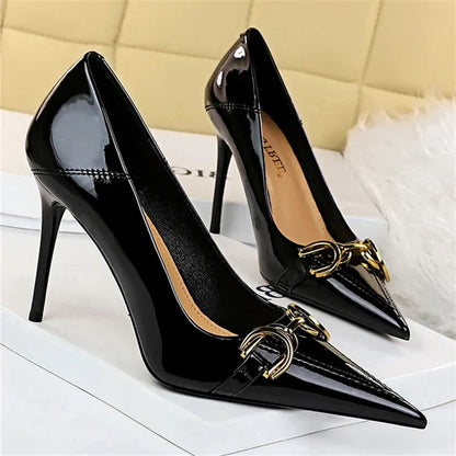 Funki Findz | Shoes | Women's Patent Leather Buckle Toe Pumps