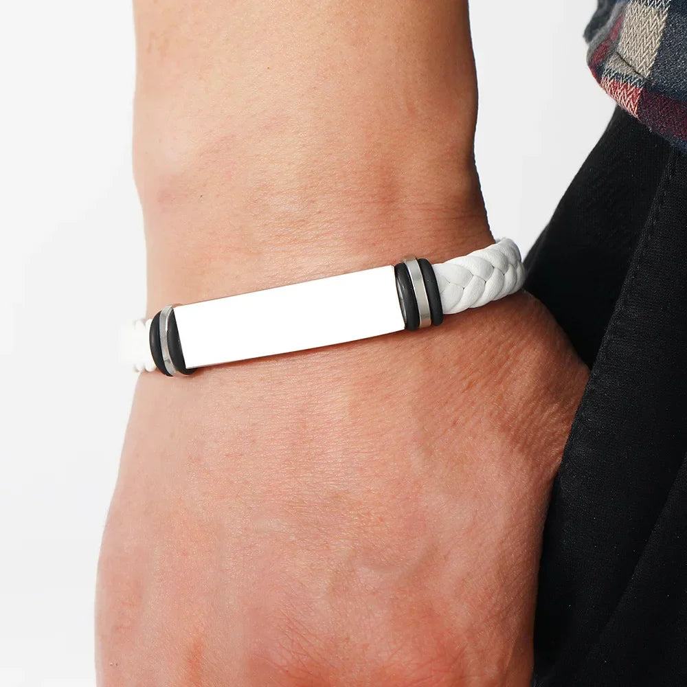 Funki Findz | Bracelets | Unisex Titanium Woven Leather Bracelet