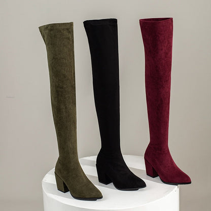 Funki Findz | Boots | Women's Square Mid Heel Over Knee Boots