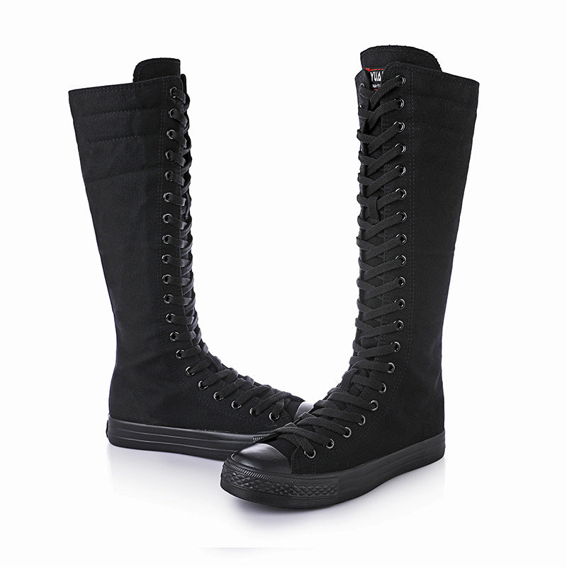 Funki Findz | Boots | Women's Lace Up Canvas Knee High Boots