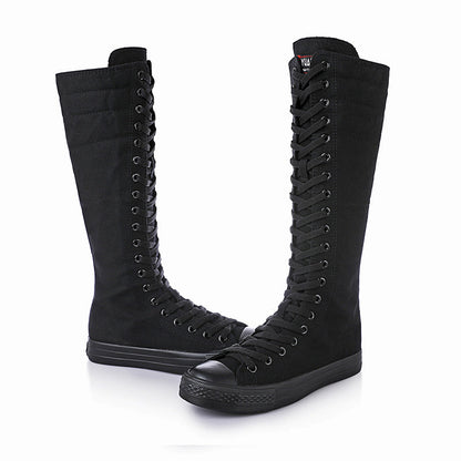 Funki Findz | Boots | Women's Lace Up Canvas Knee High Boots
