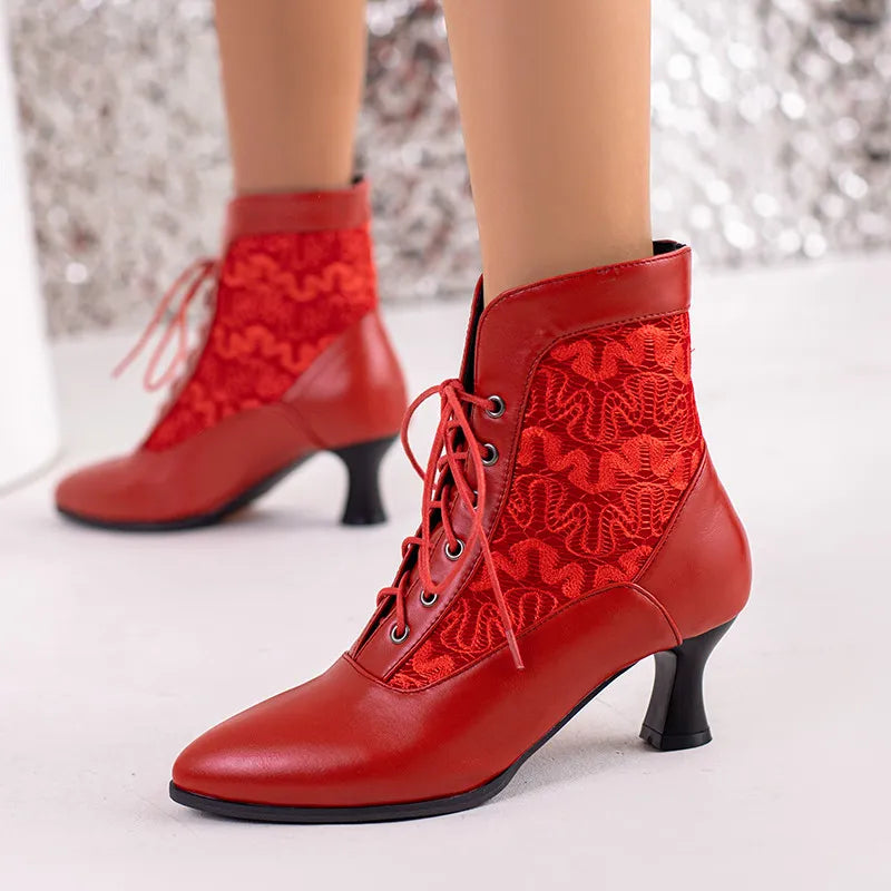 Funki Findz | Boots | Women's Kitten Heel Victorian Granny Boot