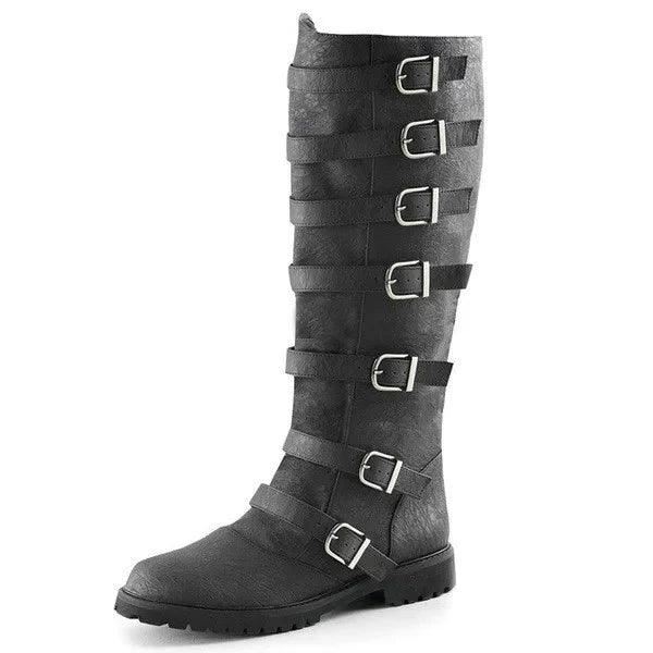 Funki Findz | Boots | Women MidCalf Low Heel Buckle Strap Boot