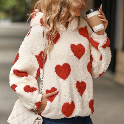 Funki Findz | Sweaters | Women's Hooded Heart Print Pullover
